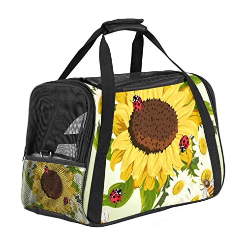 Transporttasche für Haustiere, Kamille, Sonnenblumen, Biene, Schmetterling, Marienkäfer, weiche Seiten, für Haustiere, für Corgi, Katzen, Hunde, Welpen, bequem, tragbar, faltbar, von Fluggesellschaften zugelassen Transporttasche für Haustiere, Kamille, Sonnenblumen, Biene, Schmetterling, Marienkäfer, weiche Seiten, für Haustiere, für Corgi, Katzen, Hunde, Welpen, bequem, tragbar, faltbar, von Fluggesellschaften zugelassen von Eslifey