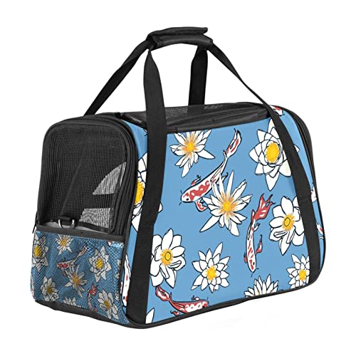 Transporttasche für Haustiere, Koi- und Blumenmotiv, weich, für Corgi, Katzen, Hunde, Welpen, bequem, tragbar, faltbar, von Fluggesellschaften zugelassen Transporttasche für Haustiere, Koi- und Blumenmotiv, weich, für Corgi, Katzen, Hunde, Welpen, bequem, tragbar, faltbar, von Fluggesellschaften zugelassen von Eslifey