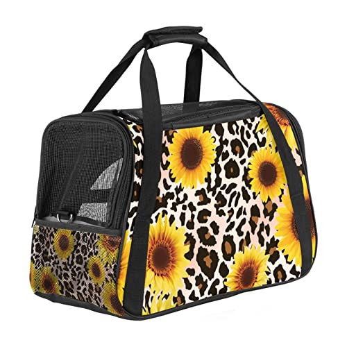 Transporttasche für Haustiere, Leopard und Sonnenblumen, weich, für Corgi, Katzen, Hunde, Welpen, bequem, tragbar, faltbar, von Fluggesellschaften zugelassen Transporttasche für Haustiere, Leopard und Sonnenblumen, weich, für Corgi, Katzen, Hunde, Welpen, bequem, tragbar, faltbar, von Fluggesellschaften zugelassen von Eslifey