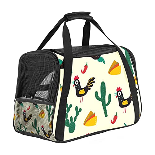 Transporttasche für Haustiere, Mexiko-Symbole, Vogel und Kaktus, weich, für Katzen, Hunde, Welpen, bequem, tragbar, faltbar, für Fluggesellschaften zugelassen von Eslifey