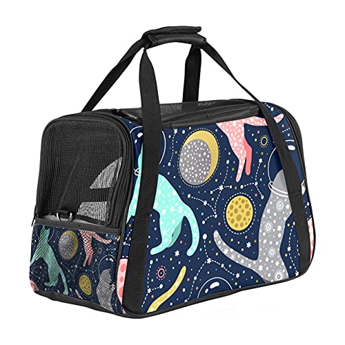 Pet Carrier Cats in Space Pattern Soft-Sided Pet Travel Carriers for Cats,Dogs Puppy Comfort Portable Foldable Pet Bag Airline Approved von Eslifey