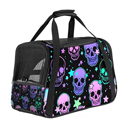 Transporttasche für Haustiere, Neon-Totenkopf, Sterne, weich, für Corgi, Katzen, Hunde, Welpen, bequem, tragbar, faltbar, von Fluggesellschaften zugelassen Transporttasche für Haustiere, Neon-Totenkopf, Sterne, weich, für Corgi, Katzen, Hunde, Welpen, bequem, tragbar, faltbar, von Fluggesellschaften zugelassen von Eslifey