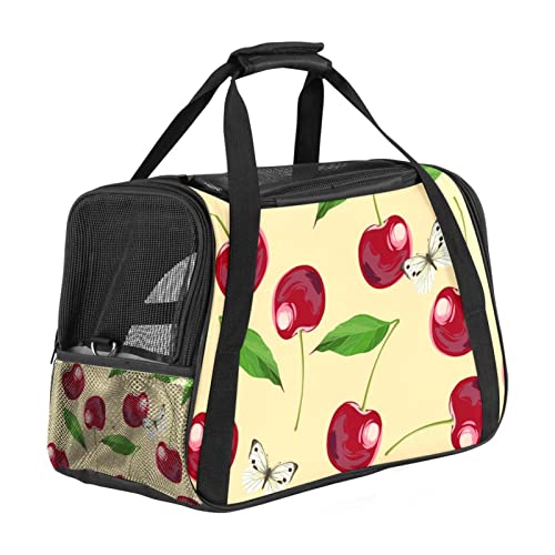 Transporttasche für Haustiere, Obst, Kirsche und Schmetterling, weich, für Corgi, Katzen, Hunde, Welpen, bequem, tragbar, faltbar, von Fluggesellschaften zugelassen Transporttasche für Haustiere, Obst, Kirsche und Schmetterling, weich, für Corgi, Katzen, Hunde, Welpen, bequem, tragbar, faltbar, von Fluggesellschaften zugelassen von Eslifey