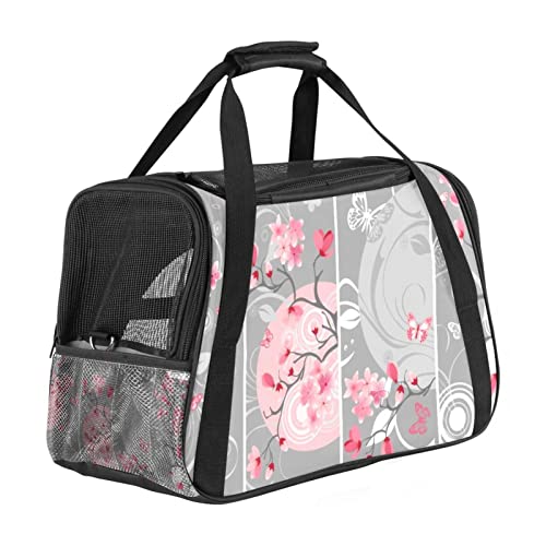 Transporttasche für Haustiere, Pfirsichblüte mit Schmetterlingen, weiche Seiten, für Corgi, Katzen, Hunde, Welpen, bequem, tragbar, faltbar, von Fluggesellschaften zugelassen Transporttasche für Haustiere, Pfirsichblüte mit Schmetterlingen, weiche Seiten, für Corgi, Katzen, Hunde, Welpen, bequem, tragbar, faltbar, von Fluggesellschaften zugelassen von Eslifey