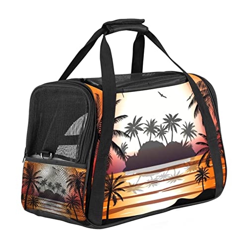 Transporttasche für Haustiere, Sonnenuntergang, Strand, Palme, weiche Seiten, für Haustiere, für Corgi, Katzen, Hunde, Welpen, bequem, tragbar, faltbar, von Fluggesellschaften zugelassen Transporttasche für Haustiere, Sonnenuntergang, Strand, Palme, weiche Seiten, für Haustiere, für Corgi, Katzen, Hunde, Welpen, bequem, tragbar, faltbar, von Fluggesellschaften zugelassen von Eslifey