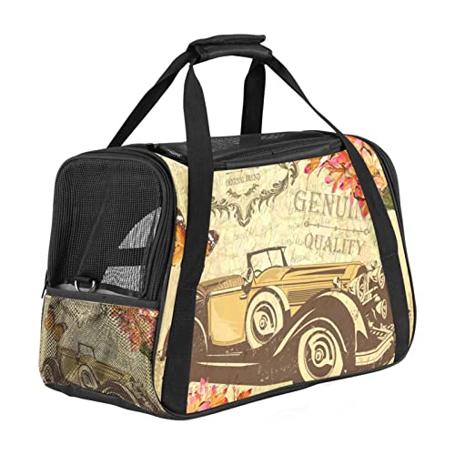 Transporttasche für Haustiere, Vintage-Auto, Schmetterling, Blumen, weiche Seiten, für Corgi, Katzen, Hunde, Welpen, bequem, tragbar, faltbar, von Fluggesellschaften zugelassen Transporttasche für Haustiere, Vintage-Auto, Schmetterling, Blumen, weiche Seiten, für Corgi, Katzen, Hunde, Welpen, bequem, tragbar, faltbar, von Fluggesellschaften zugelassen von Eslifey
