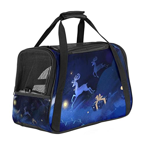 Transporttasche für Haustiere, Weihnachten, Elch, Wolken, weiche Seiten, für Corgi, Katzen, Hunde, Welpen, bequem, tragbar, faltbar, von Fluggesellschaften zugelassen Transporttasche für Haustiere, Weihnachten, Elch, Wolken, weiche Seiten, für Corgi, Katzen, Hunde, Welpen, bequem, tragbar, faltbar, von Fluggesellschaften zugelassen von Eslifey