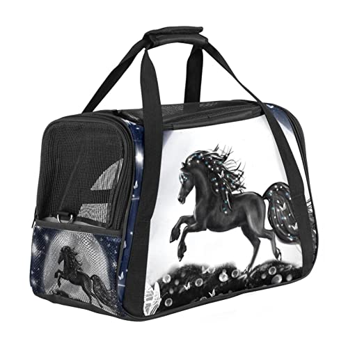 Transporttasche für Haustiere, Wildmond, Schmetterling, schwarzes Pferd, weiche Seiten, für Corgi, Katzen, Hunde, Welpen, bequem, tragbar, faltbar, von Fluggesellschaften zugelassen Transporttasche für Haustiere, Wildmond, Schmetterling, schwarzes Pferd, weiche Seiten, für Corgi, Katzen, Hunde, Welpen, bequem, tragbar, faltbar, von Fluggesellschaften zugelassen von Eslifey