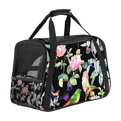 Transporttasche für Haustiere, bunte Blumen, Vogelmuster, weiche Seiten, für Corgi, Katzen, Hunde, Welpen, bequem, tragbar, faltbar, von Fluggesellschaften zugelassen Transporttasche für Haustiere, bunte Blumen, Vogelmuster, weiche Seiten, für Corgi, Katzen, Hunde, Welpen, bequem, tragbar, faltbar, von Fluggesellschaften zugelassen von Eslifey