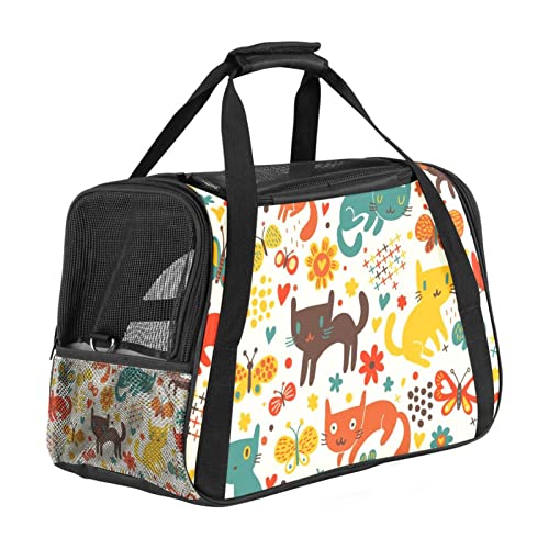 Transporttasche für Haustiere, bunte Katzen und Schmetterlinge, weiche Seiten, für Corgi, Katzen, Hunde, Welpen, bequem, tragbar, faltbar, von Fluggesellschaften zugelassen Transporttasche für Haustiere, bunte Katzen und Schmetterlinge, weiche Seiten, für Corgi, Katzen, Hunde, Welpen, bequem, tragbar, faltbar, von Fluggesellschaften zugelassen von Eslifey
