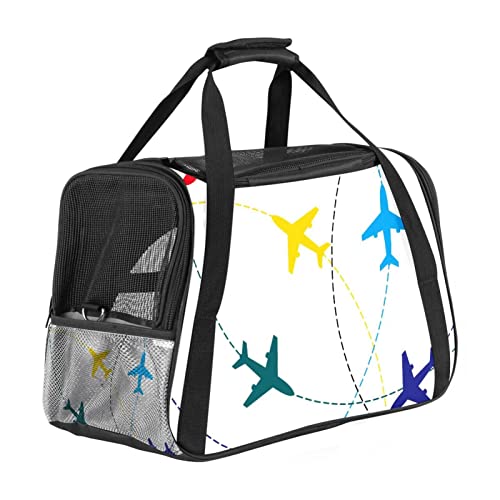 Transporttasche für Haustiere, buntes Flugzeug mit Linien, weiche Seiten, für Corgi, Katzen, Hunde, Welpen, bequem, tragbar, faltbar, von Fluggesellschaften zugelassen Transporttasche für Haustiere, buntes Flugzeug mit Linien, weiche Seiten, für Corgi, Katzen, Hunde, Welpen, bequem, tragbar, faltbar, von Fluggesellschaften zugelassen von Eslifey