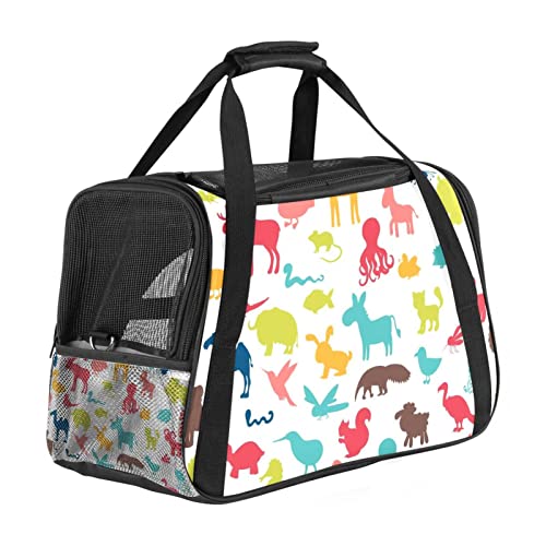 Transporttasche für Haustiere, farbige Tiere, Silhouetten, weiche Seiten, für Corgi, Katzen, Hunde, Welpen, bequem, tragbar, faltbar, von Fluggesellschaften zugelassen Transporttasche für Haustiere, farbige Tiere, Silhouetten, weiche Seiten, für Corgi, Katzen, Hunde, Welpen, bequem, tragbar, faltbar, von Fluggesellschaften zugelassen von Eslifey