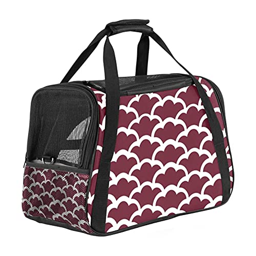 Transporttasche für Haustiere, mit japanischem Wellen-Design, weich, für Katzen, Hunde, Welpen, bequem, tragbar, faltbar, von Fluggesellschaften zugelassen, Rot / Weiß von Eslifey