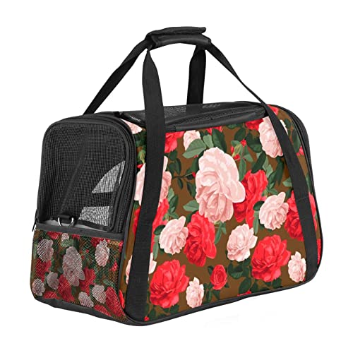 Transporttasche für Haustiere, romantische Rosen, Blumen, weiche Seiten, für Corgi, Katzen, Hunde, Welpen, bequem, tragbar, faltbar, von Fluggesellschaften zugelassen Transporttasche für Haustiere, romantische Rosen, Blumen, weiche Seiten, für Corgi, Katzen, Hunde, Welpen, bequem, tragbar, faltbar, von Fluggesellschaften zugelassen von Eslifey
