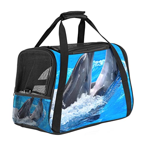 Transporttasche für Haustiere, süße Delfine, weiche Seiten, für Corgi, Katzen, Hunde, Welpen, bequem, tragbar, faltbar, von Fluggesellschaften zugelassen von Eslifey