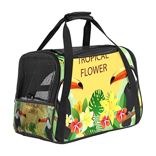 Transporttasche für Haustiere, tropische Blumen mit Tukanen, weiche Seiten, für Corgi, Katzen, Hunde, Welpen, bequem, tragbar, faltbar, von Fluggesellschaften zugelassen Transporttasche für Haustiere, tropische Blumen mit Tukanen, weiche Seiten, für Corgi, Katzen, Hunde, Welpen, bequem, tragbar, faltbar, von Fluggesellschaften zugelassen von Eslifey