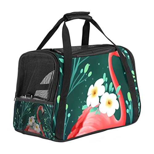 Transporttasche für Haustiere, weiße Blume und Flamingo, weiche Seiten, für Corgi, Katzen, Hunde, Welpen, bequem, tragbar, faltbar, von Fluggesellschaften zugelassen Transporttasche für Haustiere, weiße Blume und Flamingo, weiche Seiten, für Corgi, Katzen, Hunde, Welpen, bequem, tragbar, faltbar, von Fluggesellschaften zugelassen von Eslifey