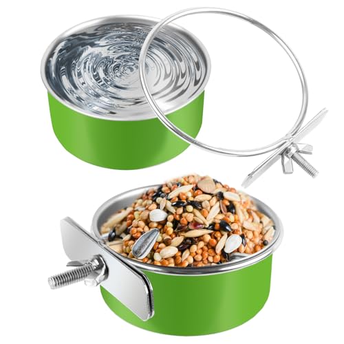 Vogelschalen aus Edelstahl, für kleine Vögel, Futterschale für Käfig, Futterspender für Papageienkäfig mit Klemmhalter für Sittiche, Nymphensittiche, Sittiche, Wellensittiche, Frettchen, Kleintiere, 2 von Esmorah
