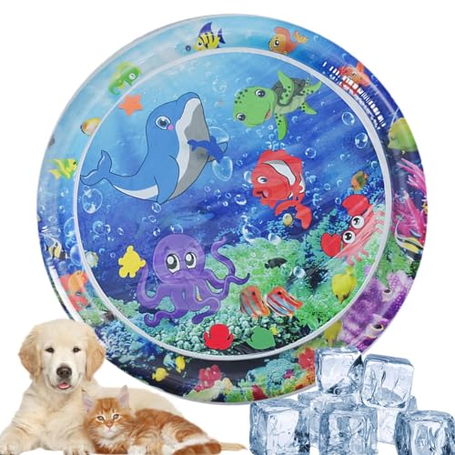 Sensorische Wassermatte Für Katzen,Wassersensorische Spielmatte,Sommerliche Verdickte Spielwasser-Sensormatte Für Kleine Hunde Und Katzen,Hunde Kühlmatte für Sommer,Wassermat für Hunde Selbstkühlende von Esncddym