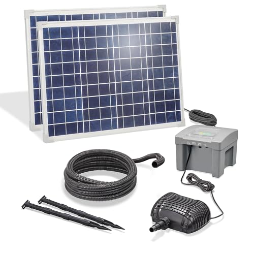 Esotec Solar Bachlaufpumpenset 100/1900 mit Filterpumpe, Komplettset, Akkubox 24Ah LiFePo4 Akku, 2X Solarmodul 50Wp, Bachlaufpumpe 1900l/h, Teichpumpe, Solarbrunnen für draussen, Wasserspiel, 101944 Esotec Solar Bachlaufpumpenset 100/1900 mit Filterpumpe, Komplettset, Akkubox 24Ah LiFePo4 Akku, 2X Solarmodul 50Wp, Bachlaufpumpe 1900l/h, Teichpumpe, Solarbrunnen für draussen, Wasserspiel, 101944 von Esotec
