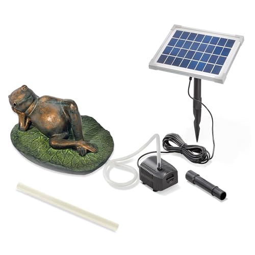 Esotec Solar Wasserspeier Set Frosch liegend auf Seerosenblatt, Pumpe, Solarmodul, Teichfigur, Gartenfiguren & Gartenstatuen, Gartenbrunnen Solar, Springbrunnen außen, Vogeltränke 101664 von Esotec