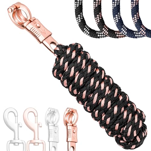 Esposita Führstrick Anbindestrick Soft Champion Edition mit Panikhaken oder Snaphaken, Karabinerhaken weich und stabil (Schwarz/Rosegold, Panikhaken) von Esposita