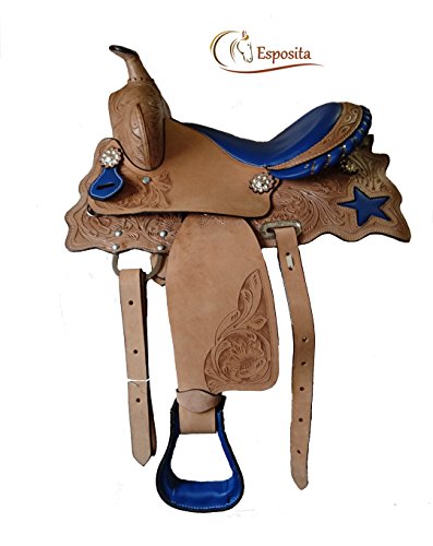 Esposita Westernsattel Prince für Pony und Shetty echtes Leder in Blau 10" von Esposita