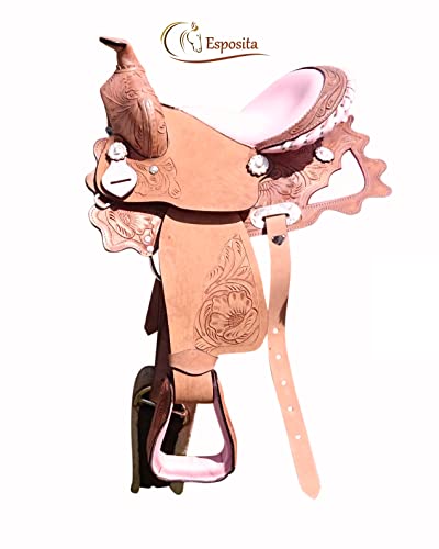 Esposita Westernsattel Princess für Pony und Shetty echtes Leder mit Rosa 12" von Esposita