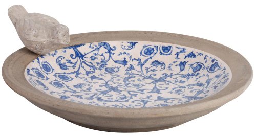 Esschert Design Vogeltränke, Vogelbad aus Keramik in blau-weiß, Ø ca. 34 cm von Esschert Design