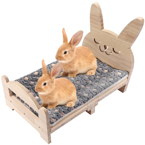 Essenhome Großes Kaninchenbett aus Holz, einfache Montage, 51,8 x 32,5 cm, Haustierbett mit Stützstruktur und abnehmbarem Kissen für Kaninchen, Meerschweinchen, Kätzchen und Kleintiere, gemütlicher Essenhome Großes Kaninchenbett aus Holz, einfache Montage, 51,8 x 32,5 cm, Haustierbett mit Stützstruktur und abnehmbarem Kissen für Kaninchen, Meerschweinchen, Kätzchen und Kleintiere, gemütlicher von Essenhome