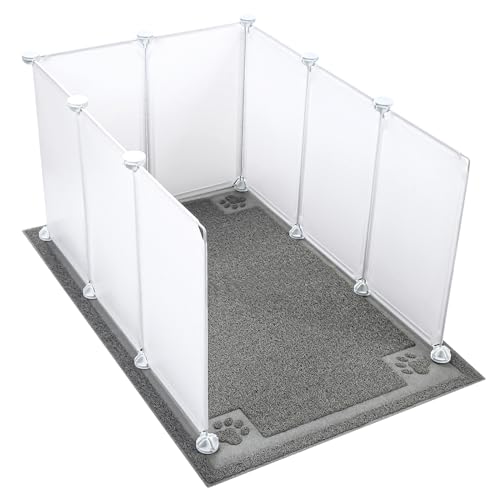Essenhome Katzentoilette, Spritzschutz, extra groß, 75 x 50 x 41 cm (L x B x H), mit Katzentoilette, leicht zu reinigen, nicht im Lieferumfang enthalten in Edelstahl-Klo und Metallstreuschaufel von Essenhome