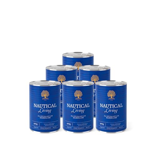 Essential Nautical Living 6X 400g | Nassfutter für Hunde mit Lachs & Dorsch | getreidefrei hundefutter mit hohem Fischanteil | Ohne Getreide & ohne unnötige Füllstoffe von Essential Foods