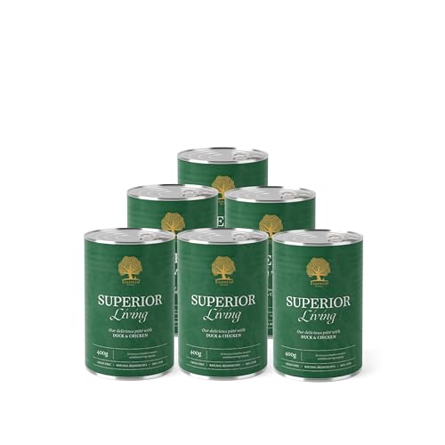 Essential Superior Living 6X 400g | Nassfutter für Hunde mit Ente & Huhn | getreidefrei hundefutter mit hohem fleischanteil | Nach dem BOF-Prinzip & nährstoffreich Essential Superior Living 6X 400g | Nassfutter für Hunde mit Ente & Huhn | getreidefrei hundefutter mit hohem fleischanteil | Nach dem BOF-Prinzip & nährstoffreich von Essential Foods