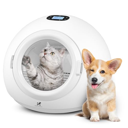 EssentialPets 55L Smart Pet Fellpflegetrocknerbox – schnell, geräuscharm, selbsttrocknend, tragbar und schnell Haartrocknung für Hunde, Katzen und kleine Haustiere mit Temperatur- und Timer-Kontrolle, von EssentialPets