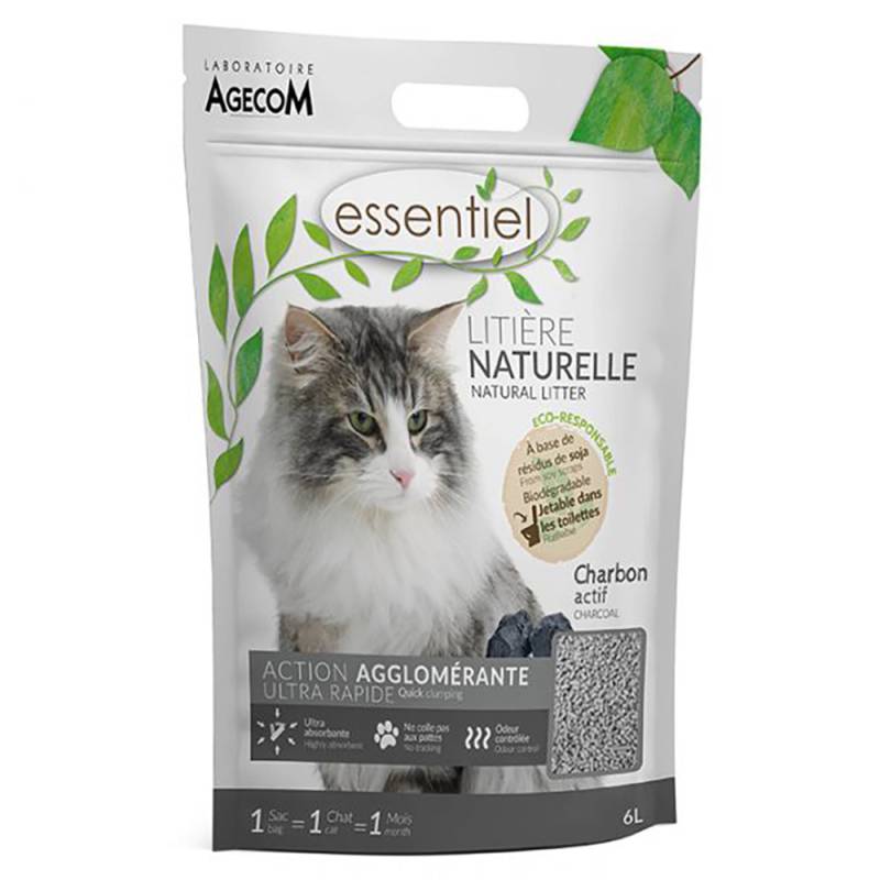 Essentiel Natural Katzenstreu Aktivkohle - 2 x 6 L von Essentiel