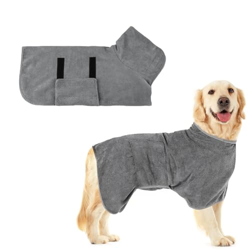 Esshogo Bademantel Hund Groß, Bademantel für Hunde, Hundebademantel, Mit Klettverschluss Schnell Trocknend Badetuch, Hundehandtuch Extra Saugfähig, Hundebademantel Mit Beinen, Hunde Zubehör Esshogo Bademantel Hund Groß, Bademantel für Hunde, Hundebademantel, Mit Klettverschluss Schnell Trocknend Badetuch, Hundehandtuch Extra Saugfähig, Hundebademantel Mit Beinen, Hunde Zubehör von Esshogo