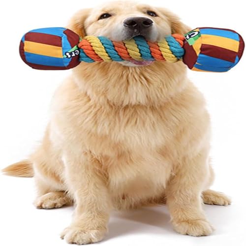 Esshogo Gefüllte Hantel Haustier Spielzeug Zum, Regenbogen-Hantel-Form, Hundespielzeug mit Soundgenerator, Quietschendes Hundespielzeug, Mehrfarbig Esshogo Gefüllte Hantel Haustier Spielzeug Zum, Regenbogen-Hantel-Form, Hundespielzeug mit Soundgenerator, Quietschendes Hundespielzeug, Mehrfarbig von Esshogo