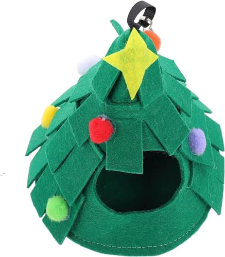 Esshogo Hamster-Weihnachtsnest Weihnachtshaustier Bett, Hamsternest in Weihnachtsbaumform, Tannenbaum Form warmes Nest Hasenbett Spielzeug für Hamster, Meerschweinchen (Grüne) von Esshogo