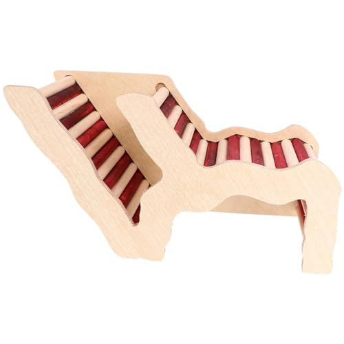 Esshogo Hamsterhaus Rennmaus Spielzeug, Hamsternest tierisches Brückenspielzeug, Kauspielzeug Chinchilla-Spielzeug Hamsterhaus mit Meerschweinchen Zwerghamster, Kleintierkäfig (Rot and holzfarbe) von Esshogo