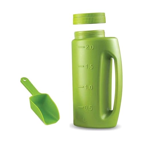 Esshogo Handstreuer mit verstellbarem Loch, Kleinstreuer 2 L Kleinstreuer Flasche mit Schaufel, Gartenwerkzeug, Saatgut tragbar von Esshogo