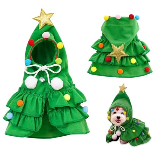 Esshogo Haustier Weihnachtskostüm, Weihnachtskostüm für Haustiere Weihnachtsbaum Katzenumhang mit Weihnachtsmütze Stern und Pompons, für Katzen Hunde Weihnachten Halloween Cosplay Esshogo Haustier Weihnachtskostüm, Weihnachtskostüm für Haustiere Weihnachtsbaum Katzenumhang mit Weihnachtsmütze Stern und Pompons, für Katzen Hunde Weihnachten Halloween Cosplay von Esshogo