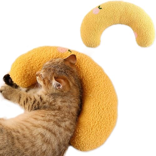 Esshogo Hundekissen Kleine Hunde Plüschtier Katze Kuscheltier, Die Halswirbelsäule Tiefschlaf Heimtierbedarf Nackenstützkissen Haustierbett für Katzen oder kleine Hunde(Gelb) von Esshogo