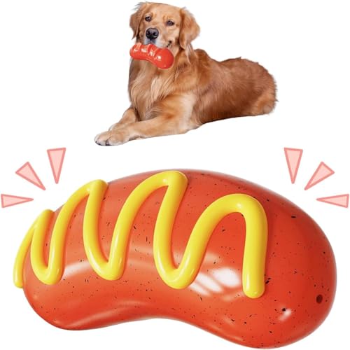 Esshogo Hundespielzeug, Hundespielzeug Kleber Beißring Stick Hot Dog Wurst Hundespielzeug, Zahnpflege-Spielzeug, Quietschend Hunde Spielzeug Für Welpen Mittelgroße und Große Hunde Esshogo Hundespielzeug, Hundespielzeug Kleber Beißring Stick Hot Dog Wurst Hundespielzeug, Zahnpflege-Spielzeug, Quietschend Hunde Spielzeug Für Welpen Mittelgroße und Große Hunde von Esshogo