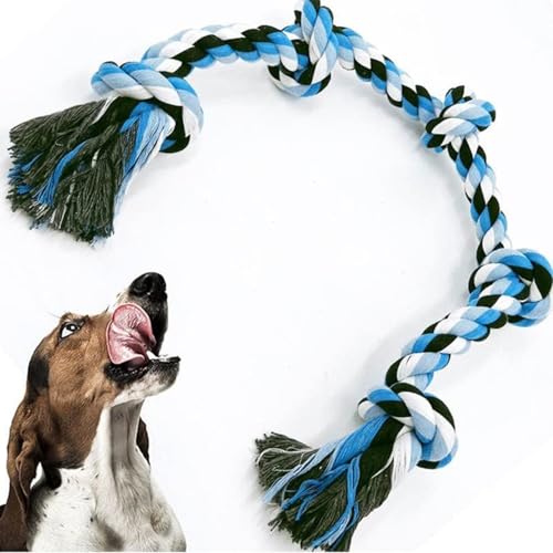 Esshogo Kauspielzeug für Hundeleine, 90 cm, 5 Knoten, geeignet für die Reinigung großer Hundezähne, interaktives Spielen, Hundespielzeug Esshogo Kauspielzeug für Hundeleine, 90 cm, 5 Knoten, geeignet für die Reinigung großer Hundezähne, interaktives Spielen, Hundespielzeug von Esshogo