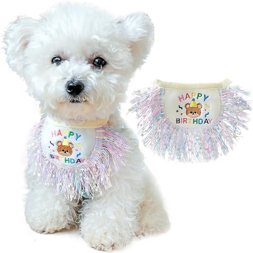 Esshogo Lätzchen für Haustiere, Bären-Hundeschal mit gestickten Buchstaben, Hunde Geburtstagsparty Zubehör für kleine mittlere Haustier Esshogo Lätzchen für Haustiere, Bären-Hundeschal mit gestickten Buchstaben, Hunde Geburtstagsparty Zubehör für kleine mittlere Haustier von Esshogo