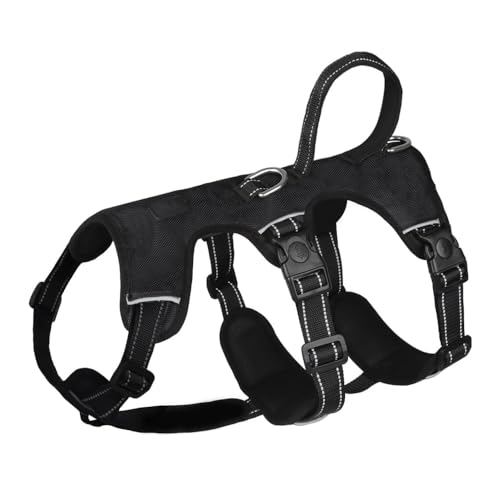 Esshogo Mehrzweck-Hundegeschirr, Ausbruchsicher Sicherheitsgeschirr Hund,Gepolstertem Hundeweste, Panikgeschirr Mittelgroße und Große Hunde Training Laufen（Schwarz M） von Esshogo