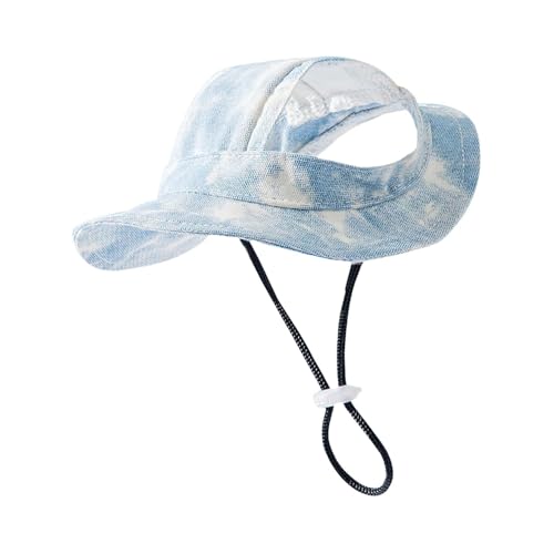 Esshogo Outdoor Sun Protection Hood for Hunde, Verstellbare Baseballmütze für Haustiere, Hunde-Sonnenhut mit Ohrlöcher für stilvollen Komfort(S-Blau) von Esshogo