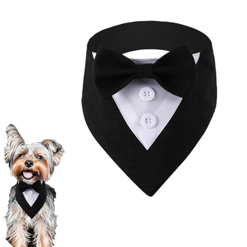 Esshogo Papillon Hund Dreiecksschal für Haustiere, verstellbares Bandana, Haustier-Party, Hochzeitskleid für Hunde, Valentinstagskleidung, Schwarz, S von Esshogo