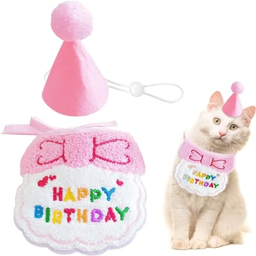 Esshogo Set Haustier Geburtstag Party Supplies, Katzengeburtstagshut, Hundegeburtstagshut, Hundepartyhut(Rosa) von Esshogo