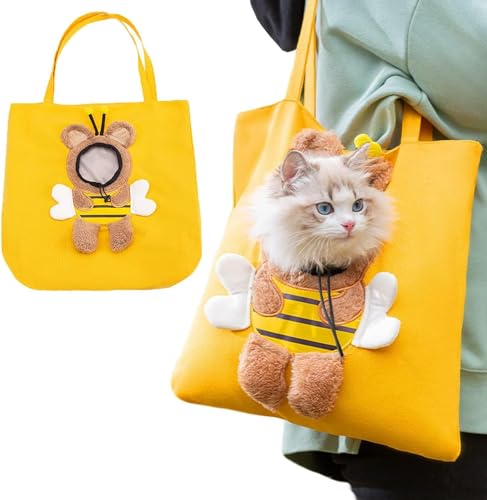 Esshogo Tragbare Katzen-Tragetasche, verstellbare Premium-Haustier-Leinen-Tasche, Kleine Hundehandtasche für Haustiere für kleine bis mittelgroße Katzen, Tiere, Katzen, Gelb, 38 * 38cm Esshogo Tragbare Katzen-Tragetasche, verstellbare Premium-Haustier-Leinen-Tasche, Kleine Hundehandtasche für Haustiere für kleine bis mittelgroße Katzen, Tiere, Katzen, Gelb, 38 * 38cm von Esshogo